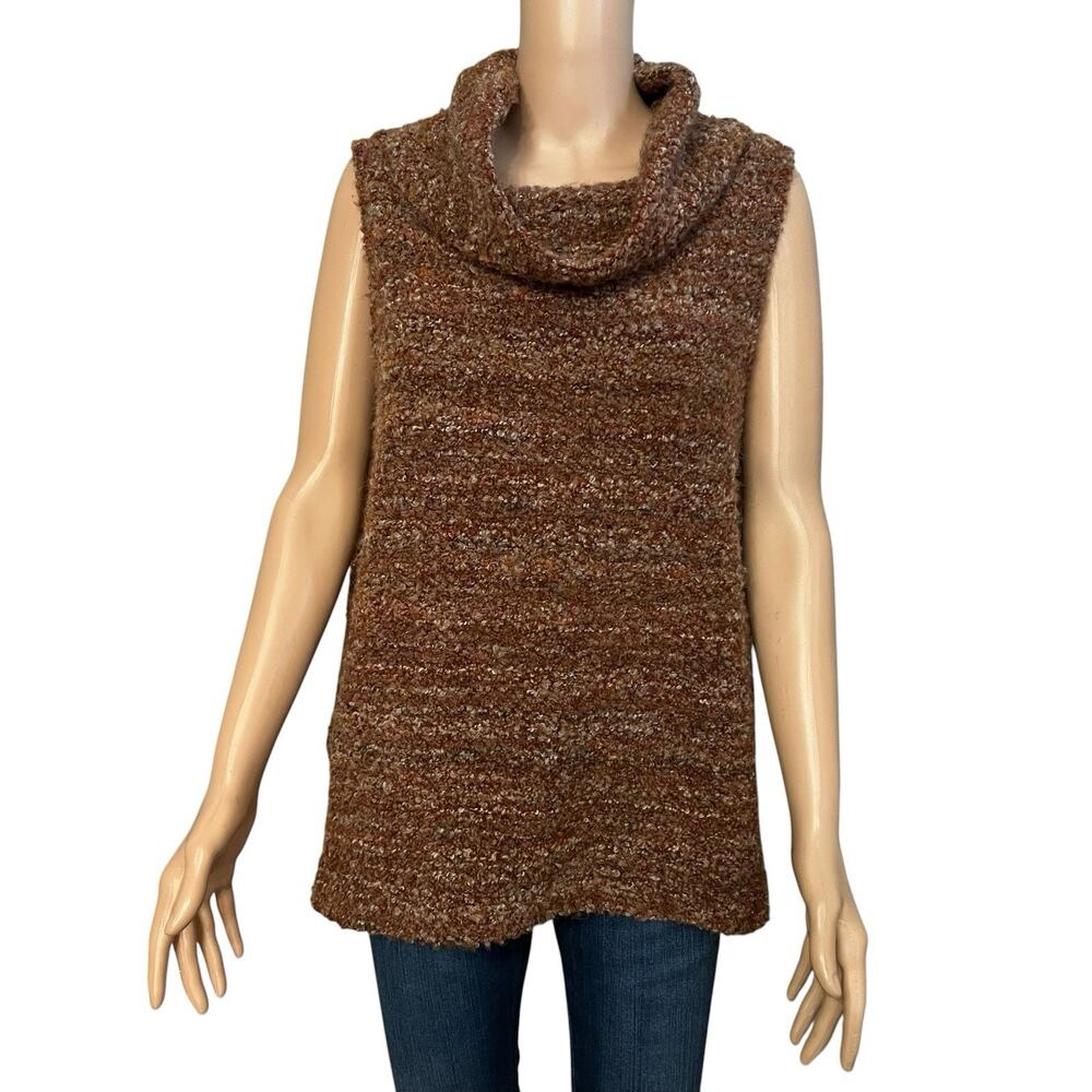 Bryn Walker Etna Sweater Vest Large Cowl Neck Boucle Chunky Lagenlook Loose Fall